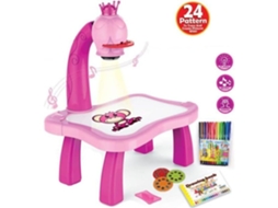 Kit de Pintura Flor Rosa Led Mesa de Projeção de Desenho Artístico para Crianças Quadro de Pintura Mesa Arte