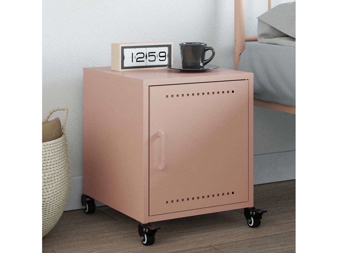Vidaxl Mesa De Cabeceira 36x38,5x43,5 Cm Aço Rosa