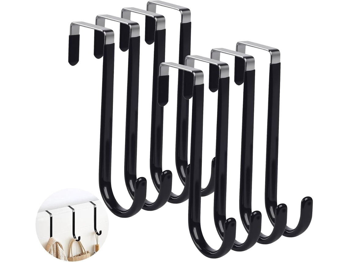 Gancho de Porta com Almofadas Feltro, Cabide de Aço Inoxidável, Preto, 1 Peça BRILVIBERA