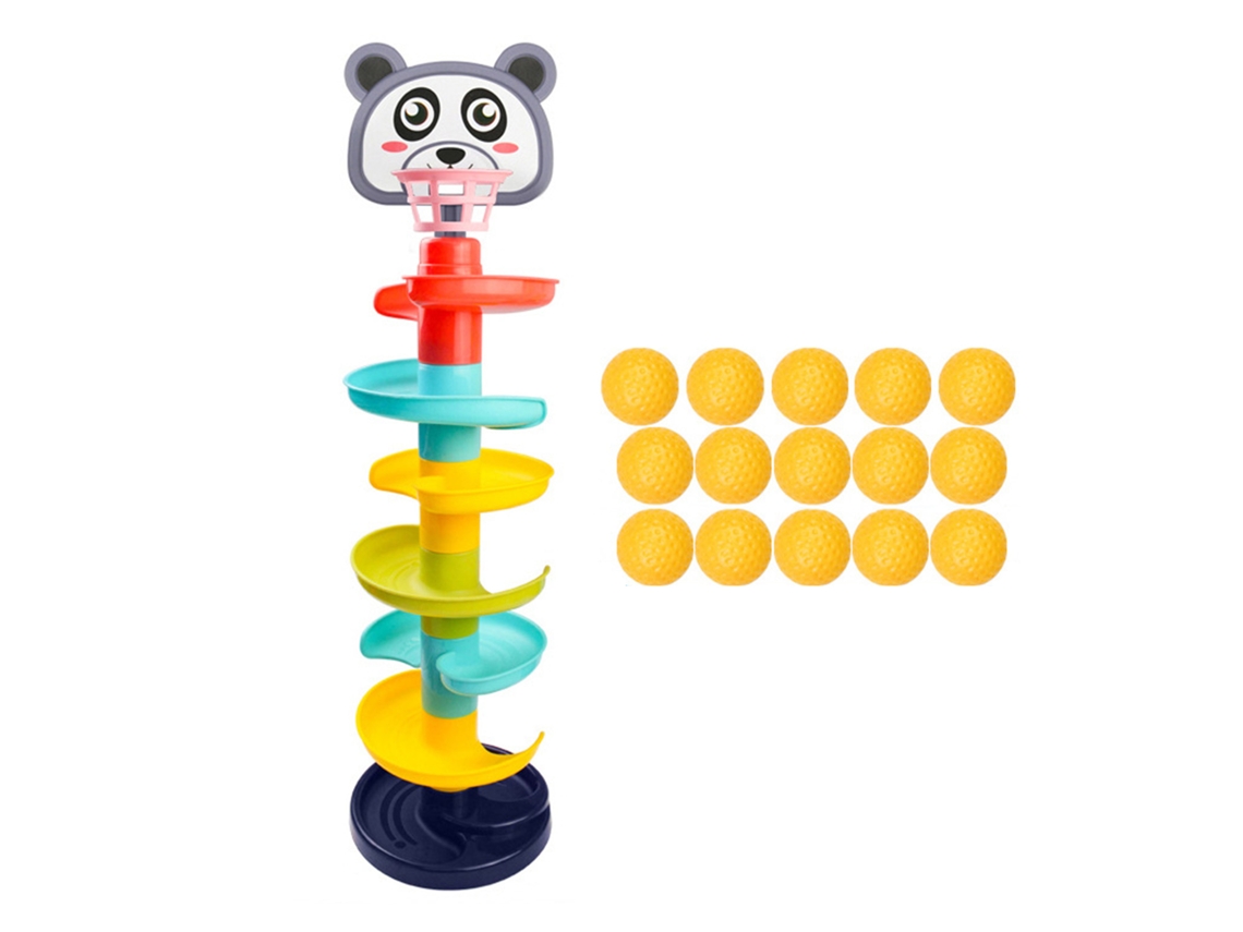 Brinquedo Educativo Torre De Bolas 15 Bolas Forma Animal Panda Com Trilhos Giratórios Coloridos