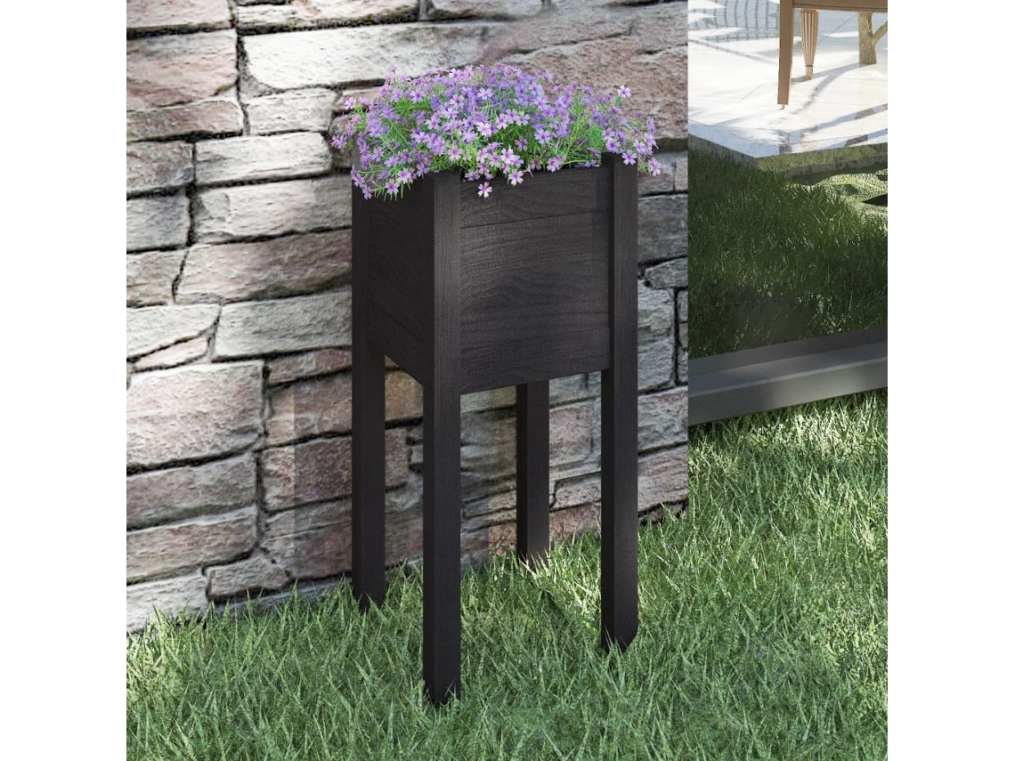 Vidaxl Vaso/floreira De Jardim 31x31x70 Cm Pinho Maciço Preto