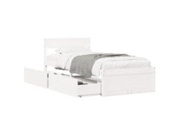 Bed Frame, Bed Frames Vidaxl Branco Madeira De Pinho (90 X 200 Cm)