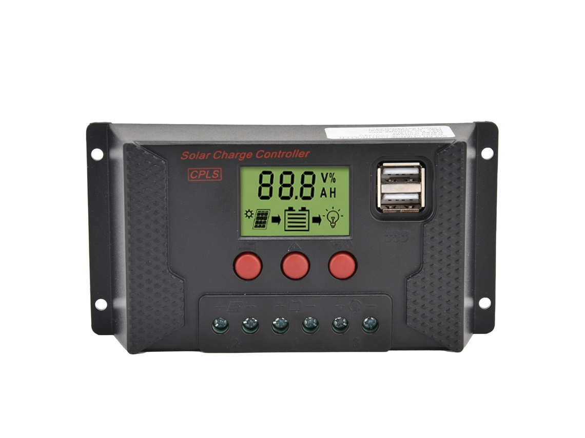 Controlador de Carga Solar PWM 12V 24V 60A com Portas USB Regulador de Bateria Solar S/MARCA