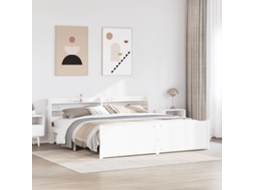 Vidaxl Estrutura De Cama C/ Cabeceira Sem Colchão 180x200 Cm Branco