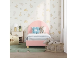 Vidaxl Estrutura De Cama Para Criança Com Cabeceira Rosa 70 X 140 Cm