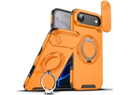 Capa Para Iphone 17 Air - Com Janela Deslizante E Suporte Magnético, Laranja.