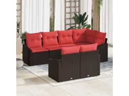 Vidaxl Conjunto De Sofás 7 Unid. Castanho Vime Pe