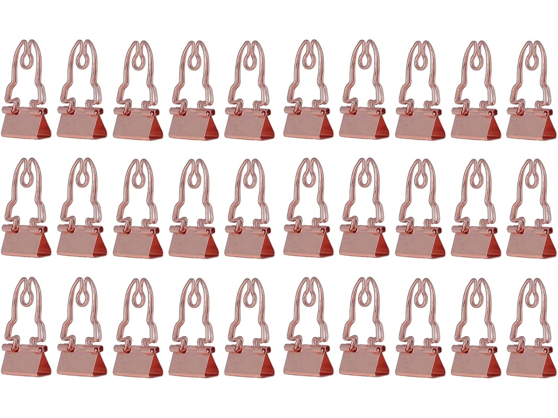 Conjunto de 30 Clips Metálicos em Formato Chifre na Cor Ouro Rosa, Pequenos Clips de Papel para Mesa com Alta Potência