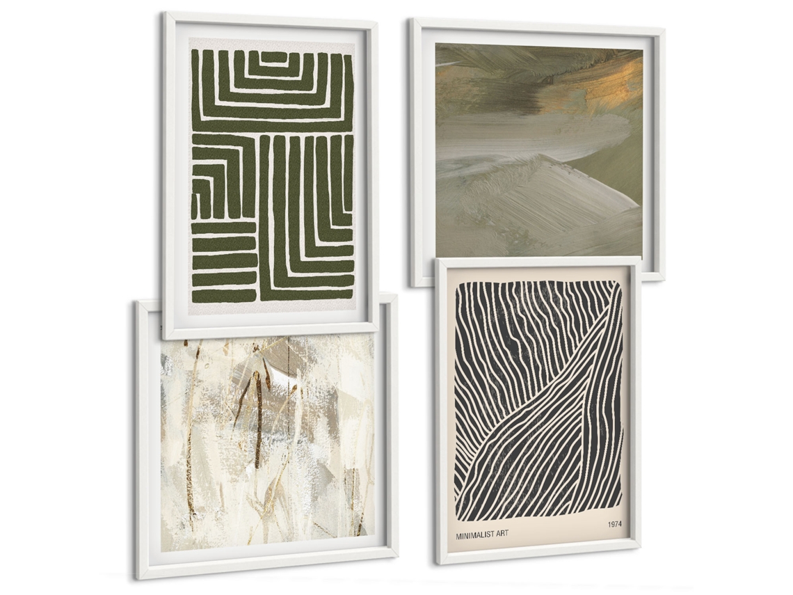 Composição De Quadros Na Parede Rosas, Vermelho, Branco, Figura Moldura Branca Imagens Para Um Quarto Infantil Espelharte (conjunto De 4 Imagens)
