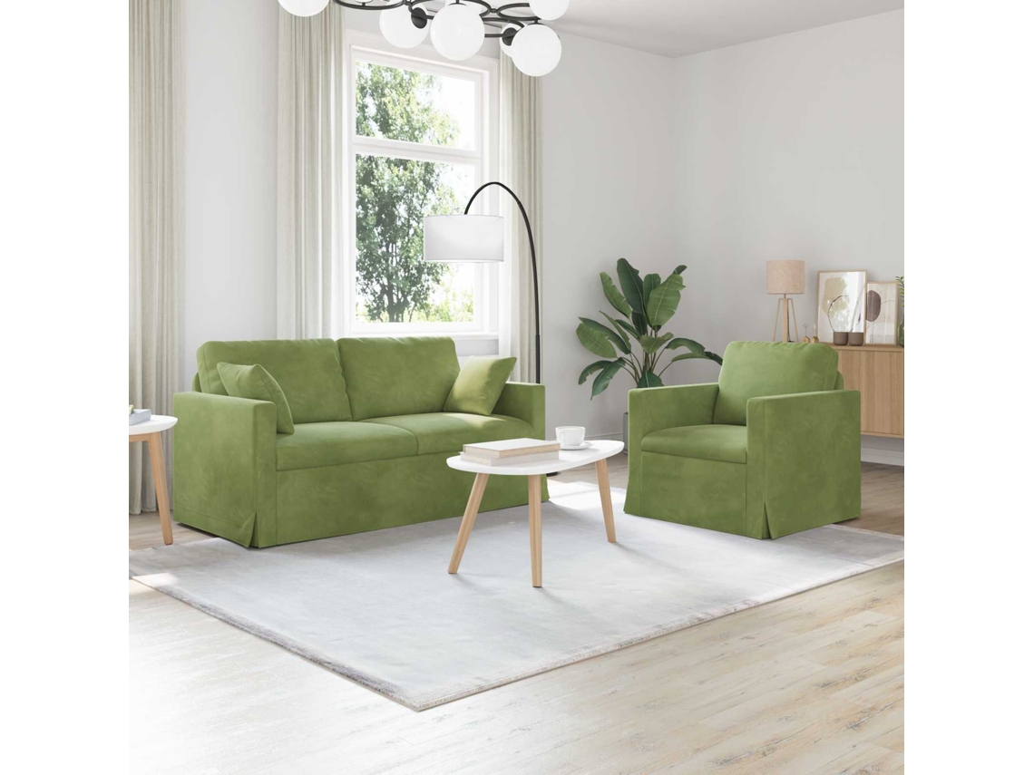 Vidaxl Conjunto De Sofás 2 Pcs Verde Claro 158 X 78 X 80 Cm Veludo