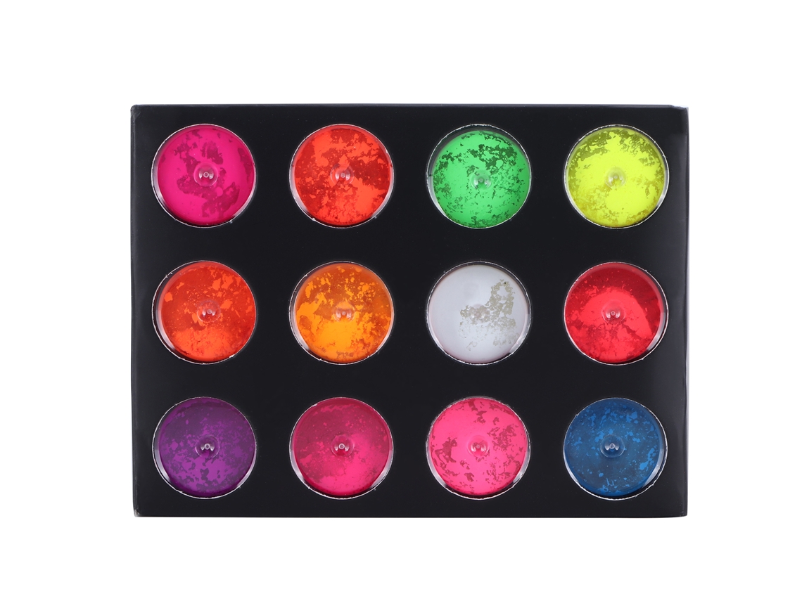 12 cores de pó fluorescente para pintura corporal e nail art DIY