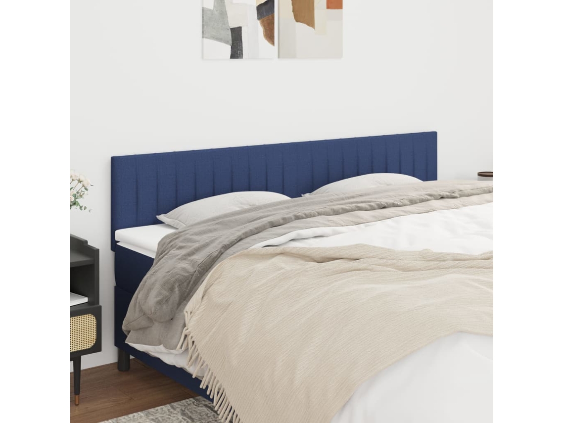 Cabecero de tela de 2 piezas 80x5x78/88 cm azul