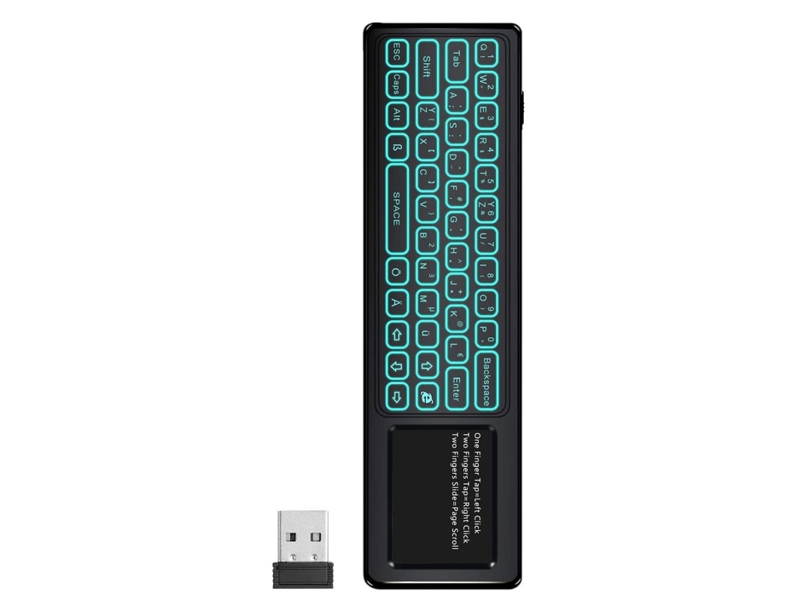 Teclado Sem Fio Com Touchpad, Retroiluminado, 2.4ghz, Preto, 17.2x5x1.5cm Zsanfs