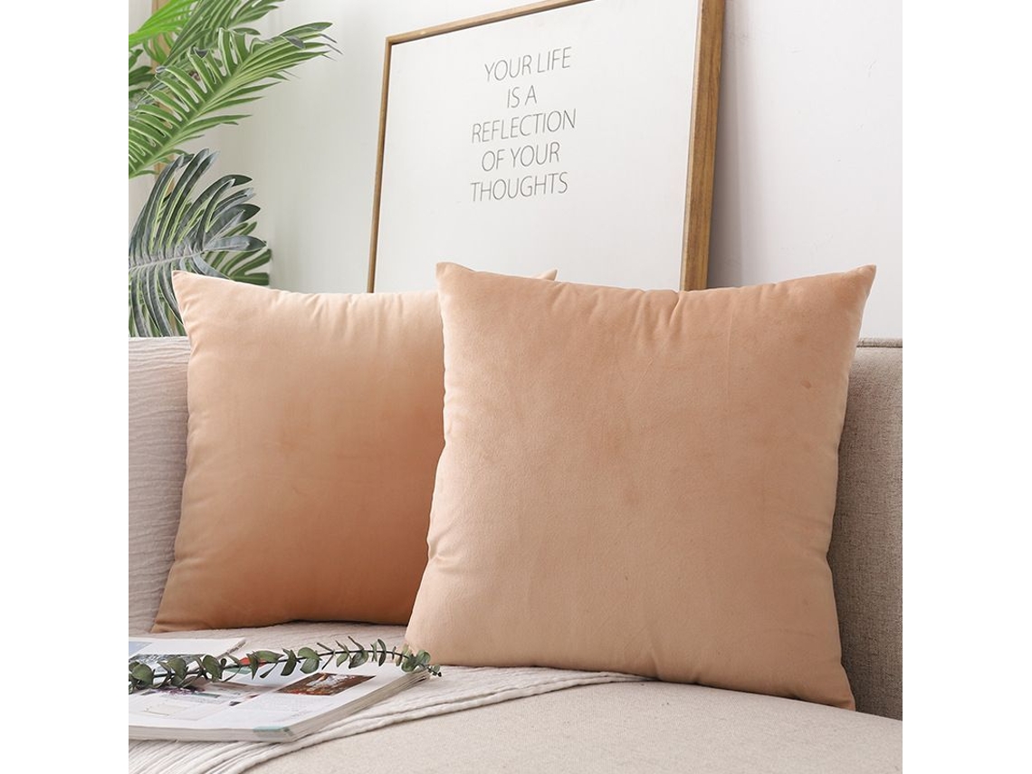 2026 funda de Almofada Quadrada de Veludo Suave, Decorativa de Cor Sólida, 50x50 Cm, Champagne Rosa