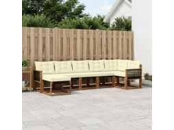 Vidaxl Conjunto De Sofás Para Exterior 7 Unid. Natural E Creme