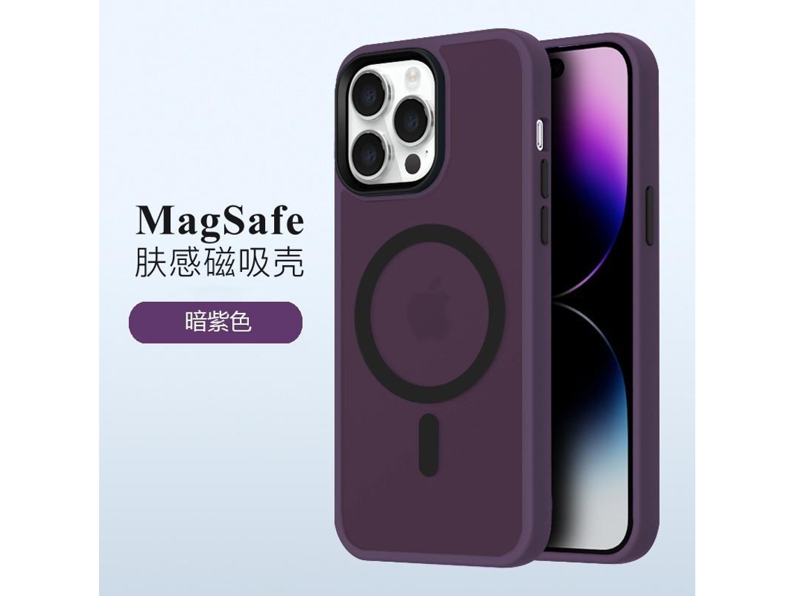 Capa Fosca Roxa Escura Para Iphone 17 Pro Com Fixação Magnética Antirriscos.