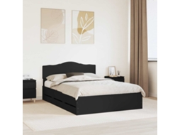 Vidaxl Estrutura da Cama Preto 160 X 200 Cm Madeira de Engenharia