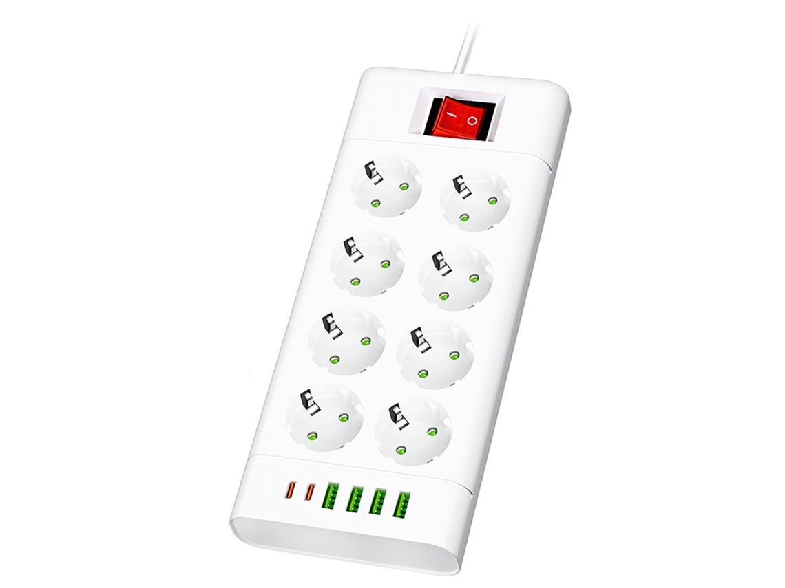 Regua Multifuncional com Interruptor, 8 Tomadas, USB e USB C GOKOCO