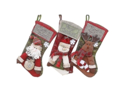 3 Meias De Natal Com Papai Noel, Um Boneco De Neve, Uma Rena E Outros Personagens Natalinos Para Decorar Sua Temporada De Festas. Loja Olysi
