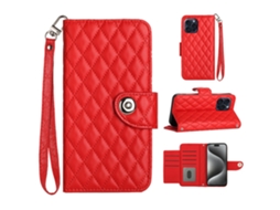 Capa Pega Para Iphone 15 Pro Max Pele Sintética Com Porta-cartões Vermelho