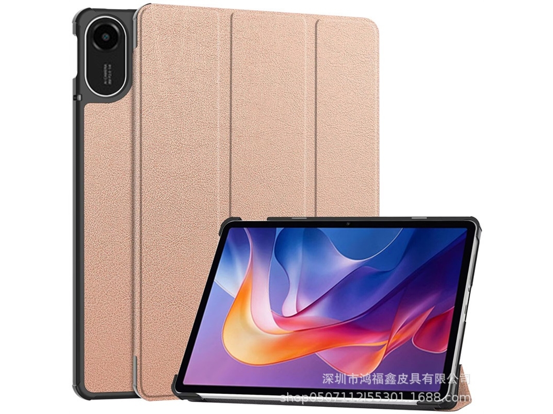 Capa Para Tablet Lurelia, Compatível Com Samsung Tab A11 Plus 2025, Ouro Rosa, Couro Sintético, Dobrável Com Suporte, Função Sono