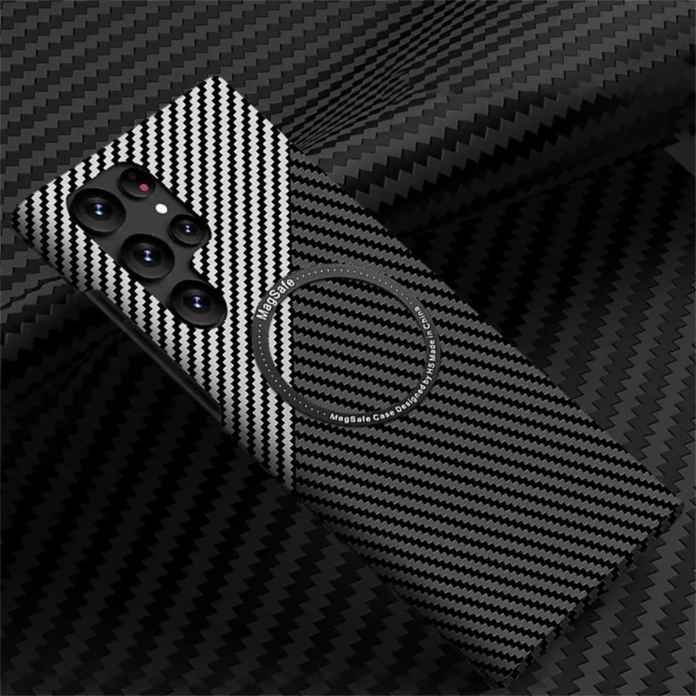 (preto, Galaxy S22 5g) Capa Ultrafina De Fibra De Carbono Para Celular Com Função De Carregamento Magnético, Capa Protetora Fosca.