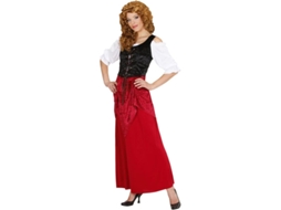 Fato de taberna vermelho e preto para mulher