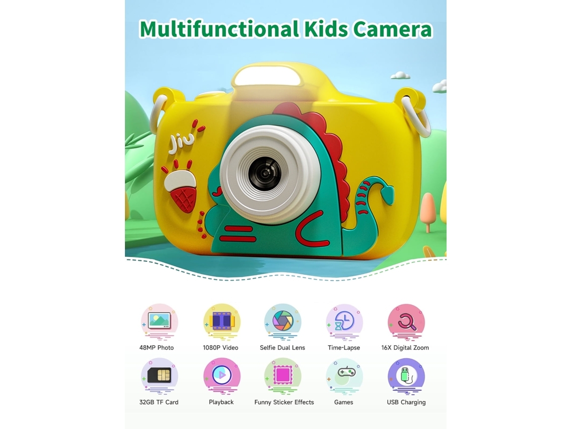 Câmera Digital Infantil 1080p Hd Tela Hd De 2.4 Polegadas Amarela Yemaesre