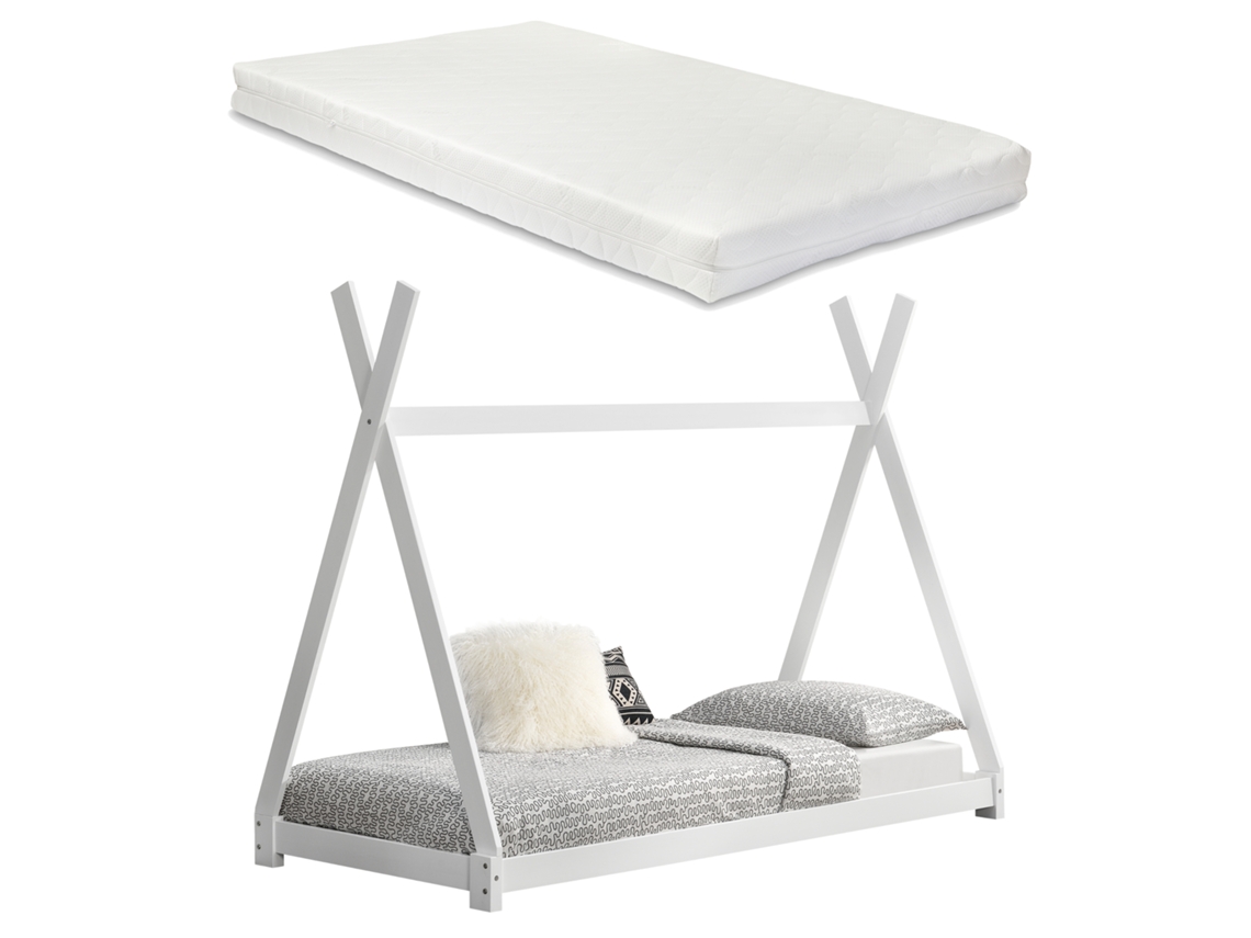 Estrutura de Cama Infantil [EN.CASA] Colchão (Branco - Madeira - 90 x 200 cm)