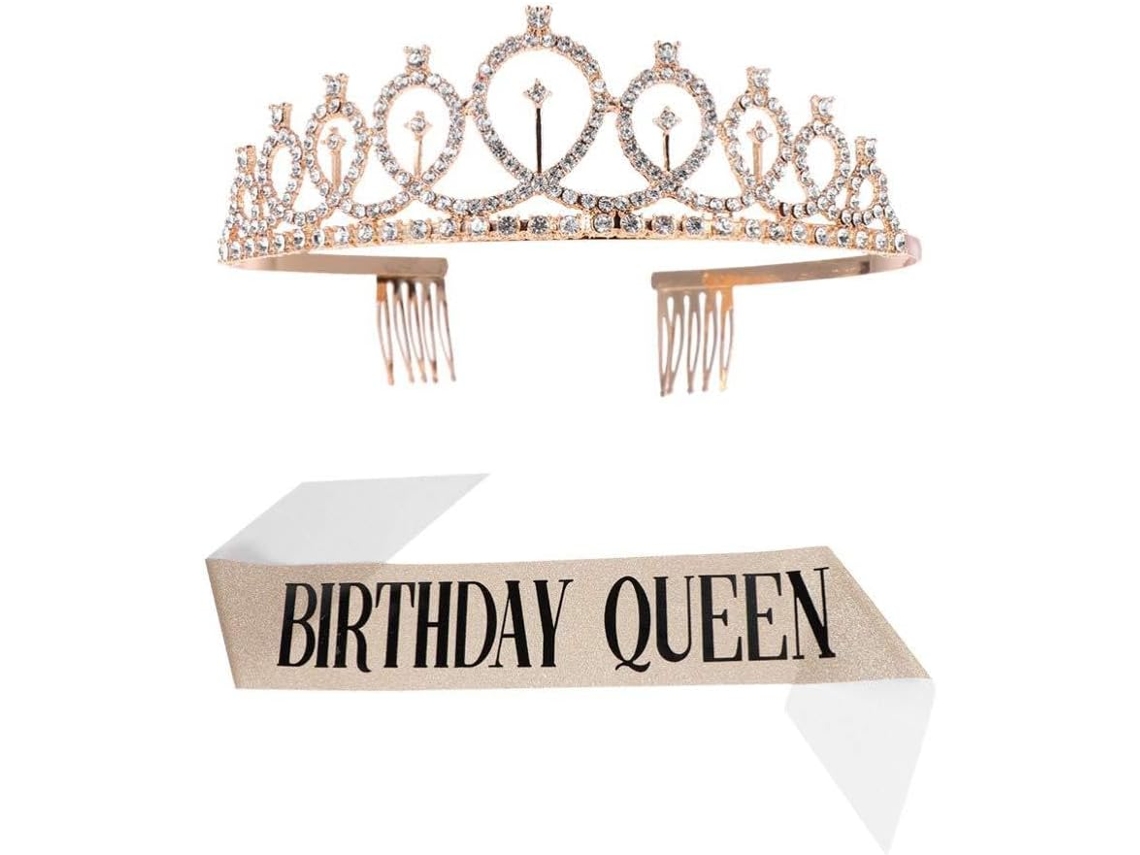 Conjunto De 2 Peças: Tiara De Coroa E Faixa De Festa Para Aniversário.