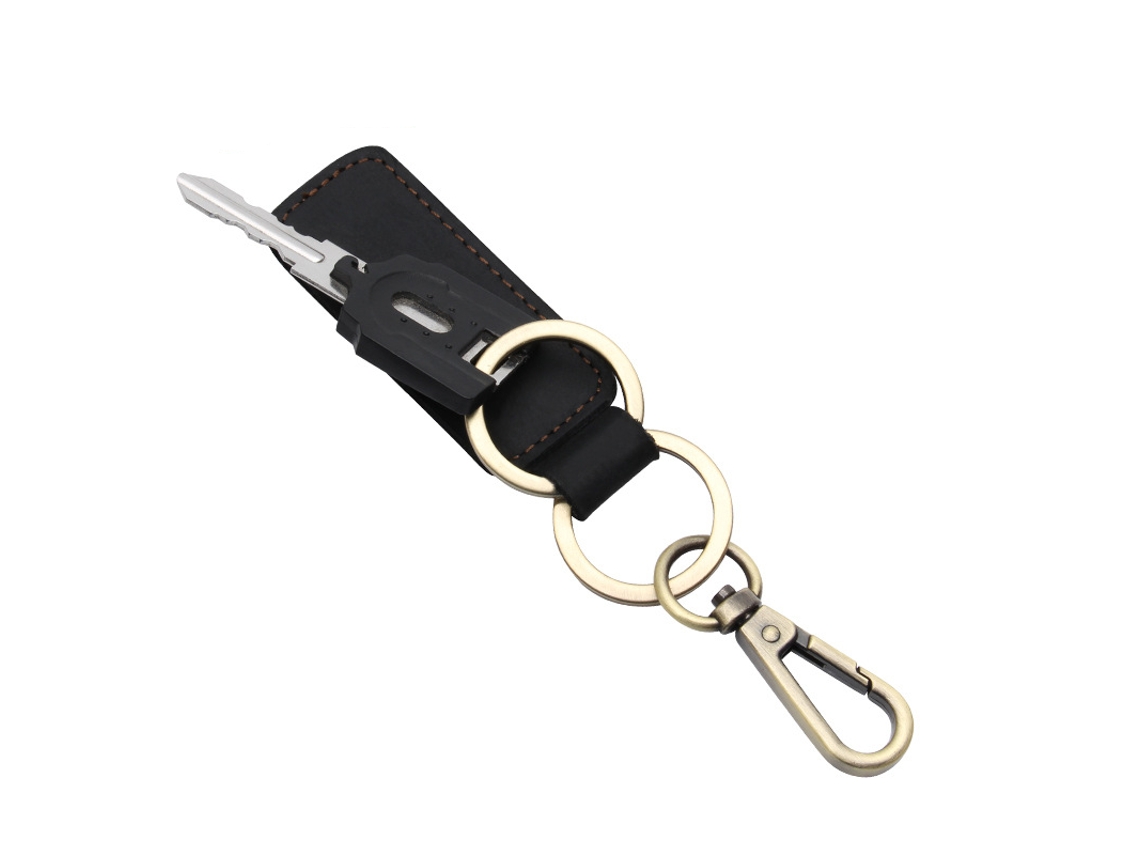 Chaveiro De Carro Retrô Em Couro Legítimo Black L