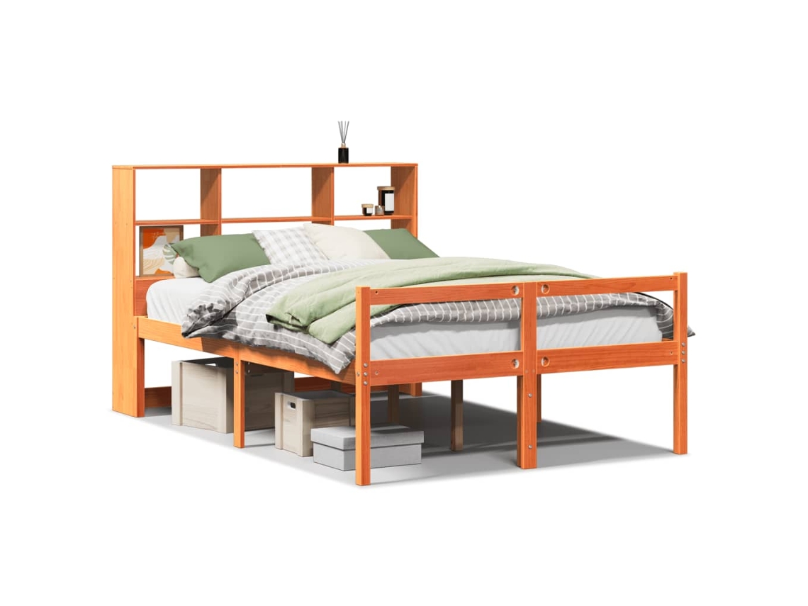 Cama com Estante Sem Colchão 120x200cm Madeira Maciça MAISON EXCLUSIVE