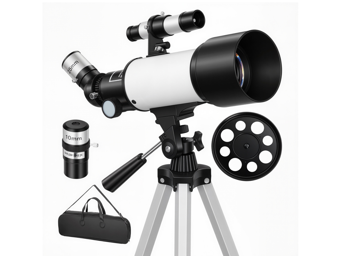 Telescópio S/MARCA para iniciantes, 70mm, tripé ajustável, 40x-80x (135cm)