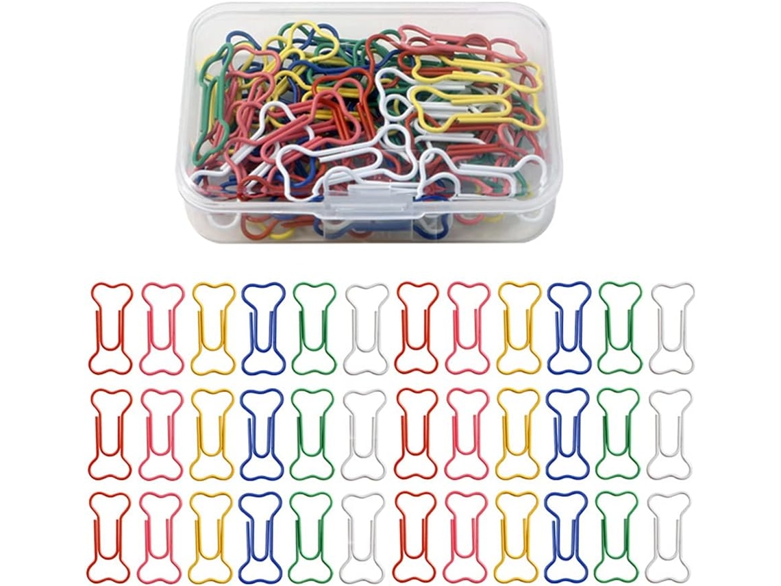 Clips De Papel Em Formato Osso Da Ciieeo, Feitos De Pet E Arame Aço, Conjunto Com 60 Unidades, Construção Sólida, Cor
