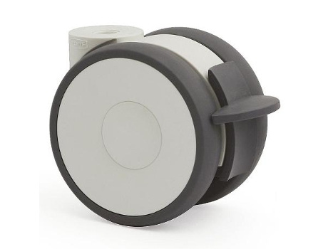 Rueda giratoria linea a/poliuretano ø75 con freno nucleo poliamida. aro poliuretano. freno rojo.