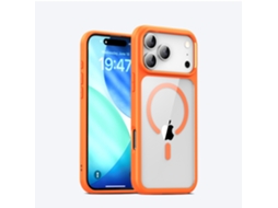 Capa Transparente Para Celular Compatível Com Iphone 17 Pro, Com Cobertura Total, Transparente (laranja) E Com Fixação Magnética.