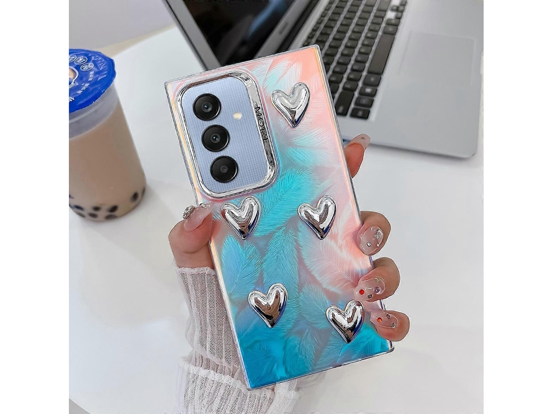 Capa Para Celular Tpu Com Textura A Laser De 5 Corações Galvanizada