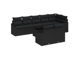 Conjunto 9 Sofá De Jardim Vidaxl Preto Vime Pe (288,5 X 123,5 X 85 Cm)