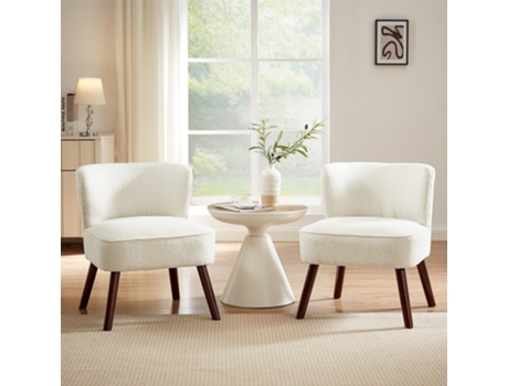 Conjunto de 2 poltronas de coquetel JOFI em tecido atoalhado branco