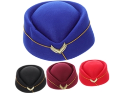 Conjunto de 4 boinas Lã confortáveis para cosplay de Aeromoça, com design elegante.
