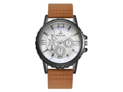 Relógio Quartz Masculino de Pulso Estilo Casual e Negócio com Pulseira Pu Café