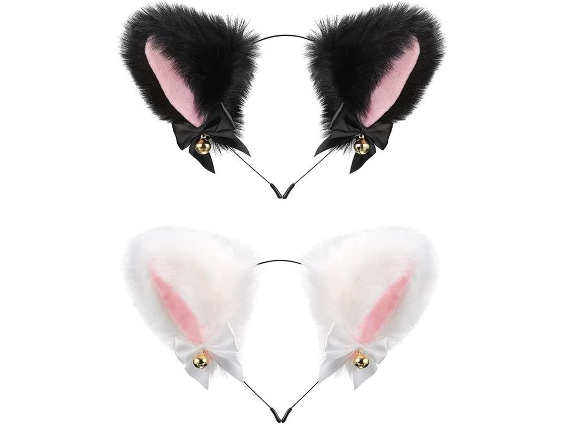 2026 diadema de Orelhas de Gato com Cascabeles para Cosplay Decoração Diária Festa 2 Peças Mulher Menina