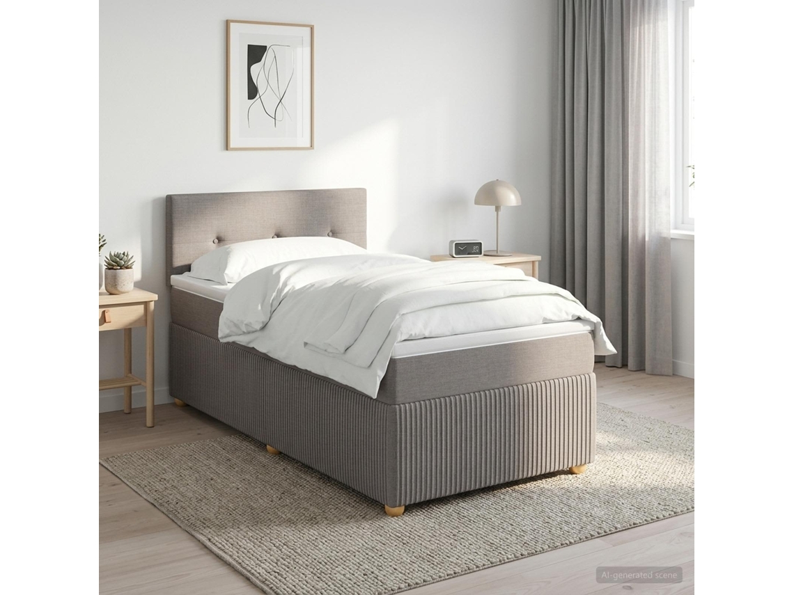 Vidaxl Cama Box Spring Com Colchão Cinzento-acastanhado 100 X 200 Cm