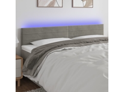 Cabecero con luces LED, terciopelo, 160x5x78/88 cm, gris claro