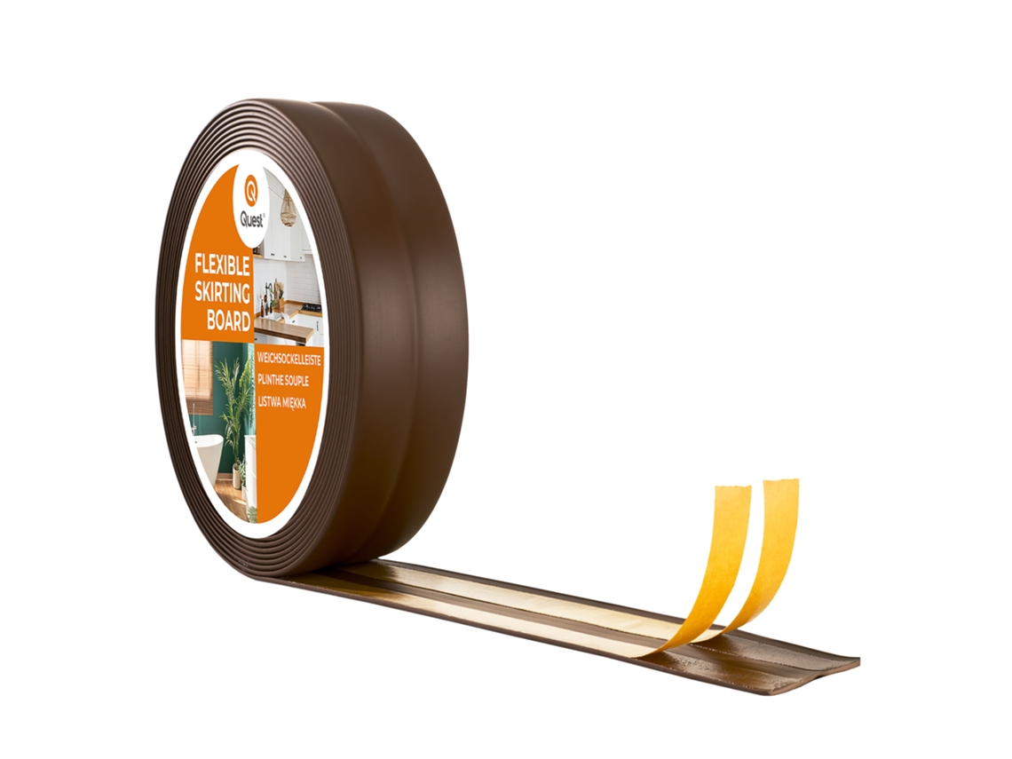 Rodapé Flexível Autoadesivo 15x15 Mm, Pvc, Flexível, Castanho Escuro, 10 M