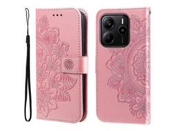 Capa De Couro Para Celular Com Estampa De Flores De Sete Pétalas