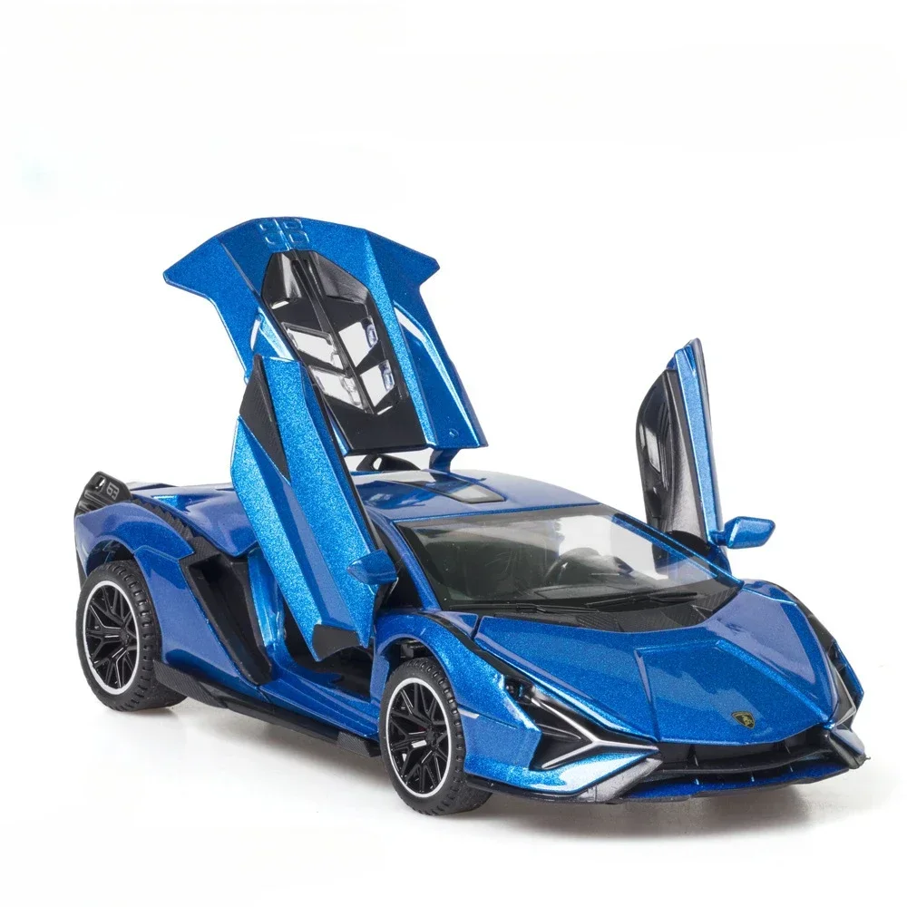 (azul) Escala 1:32 - Modelo De Carro - Metal Fundido - Música E Luzes - Portas Que Abrem