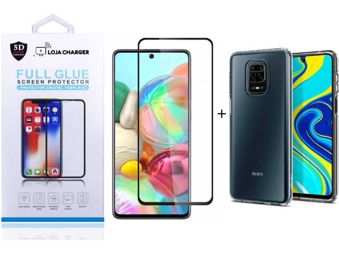 Capa e Película LOJA CHARGER 11D Full Cover Silicone Líquido Xiaomi Note 9 Pro Transparente