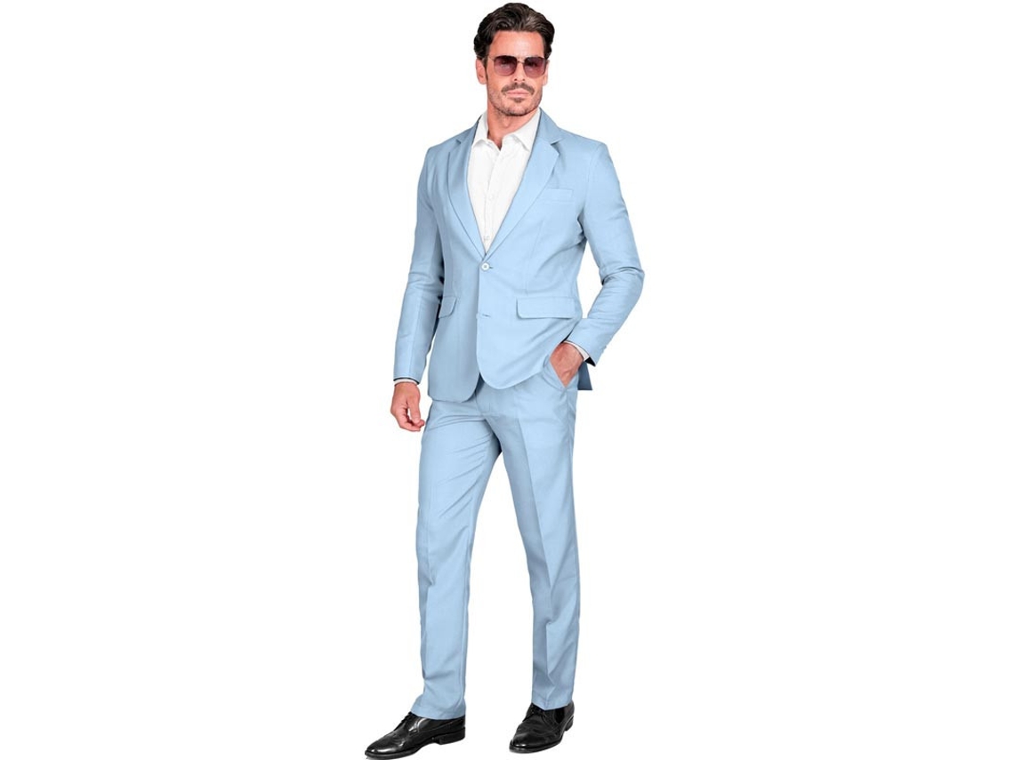 Elegante fato Mister engraçado azul claro para homem