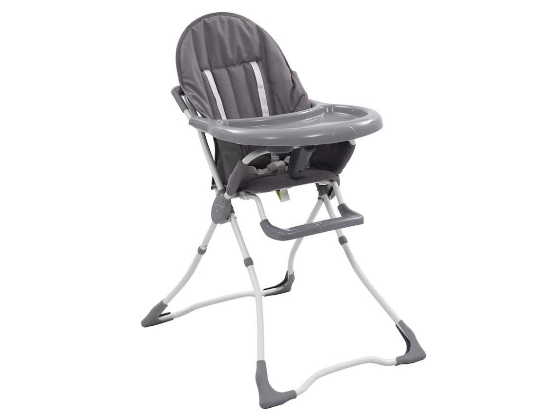 Vidaxl Cadeira De Refeição Para Bebé Cinzento E Branco
